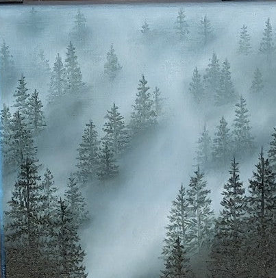 Veil of Pines Original Oil Painting 20x20cm